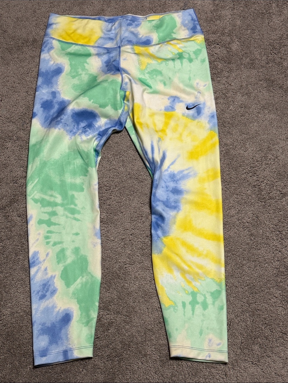 Nike women’s Tie-Dye Leggings — Yellow, Blue & Green